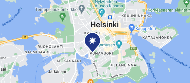 Kiltakellarin sijainti kartalla Helsingissä Bulevardilla, Hietalahden torin tuntumassa